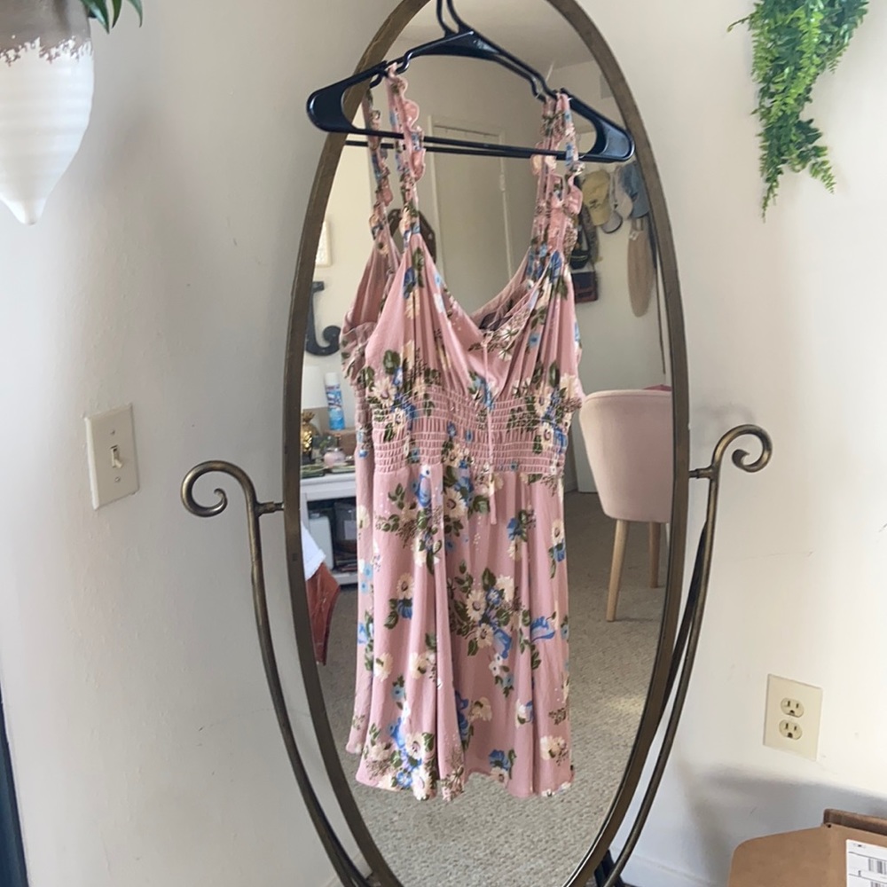 Reformation Ruffle Dress in Blush